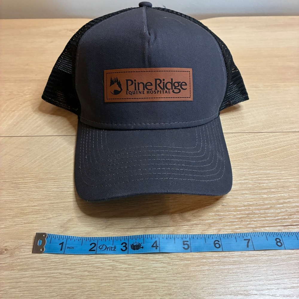 New Era 9FORTY Pine Ridge Equine Hospital Trucker Hat Grey Black Snapback Cap